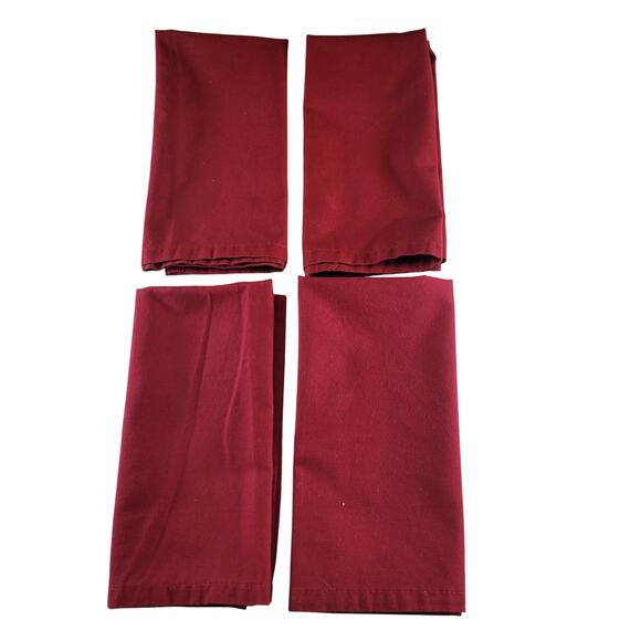 Set of 4 Red Cloth Napkins 17"x17" Solid Color Cotton Blend Dinner Table - Picture 6 of 7